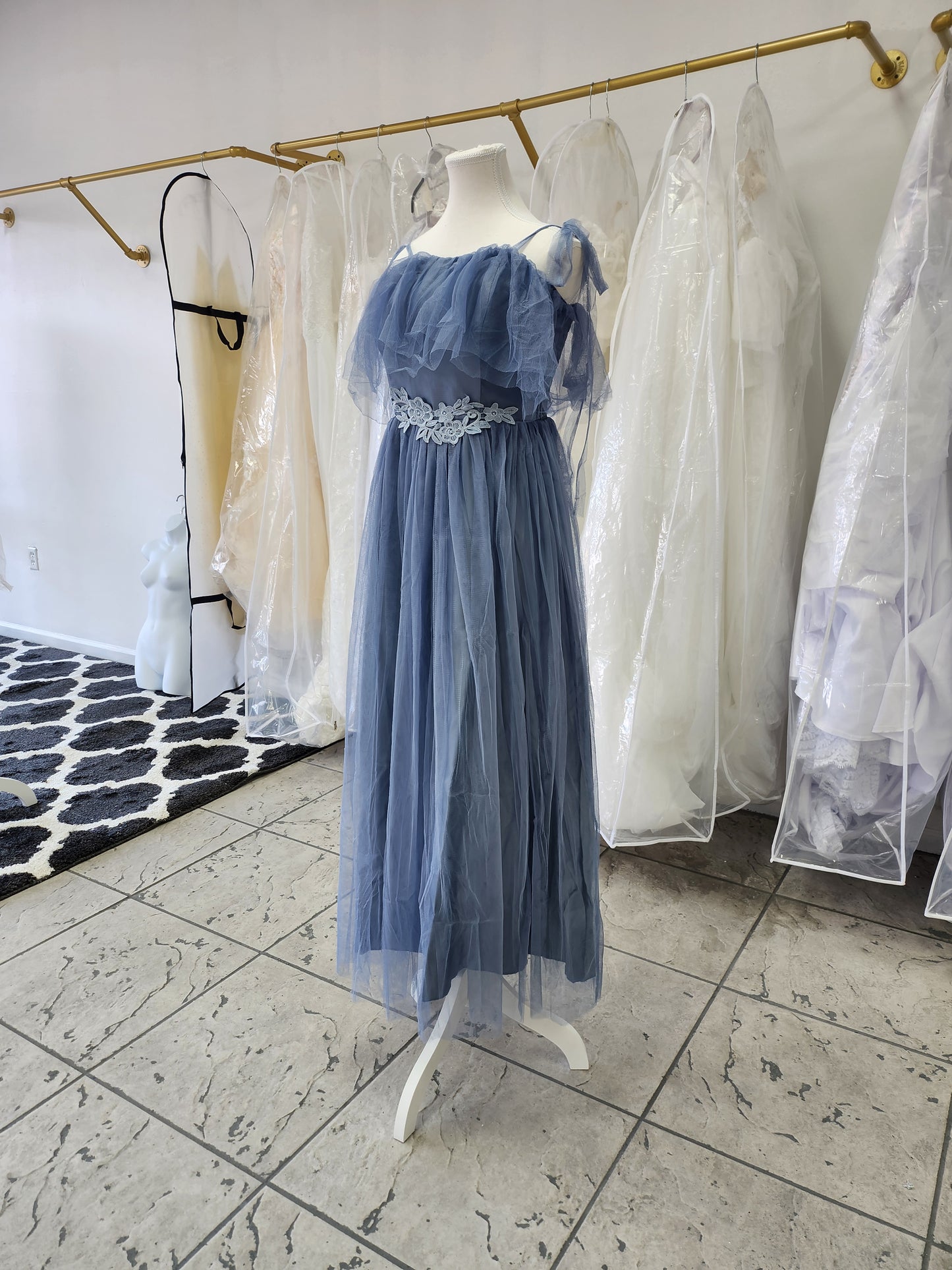 Flowy Ice Blue Bridesmaids Dress