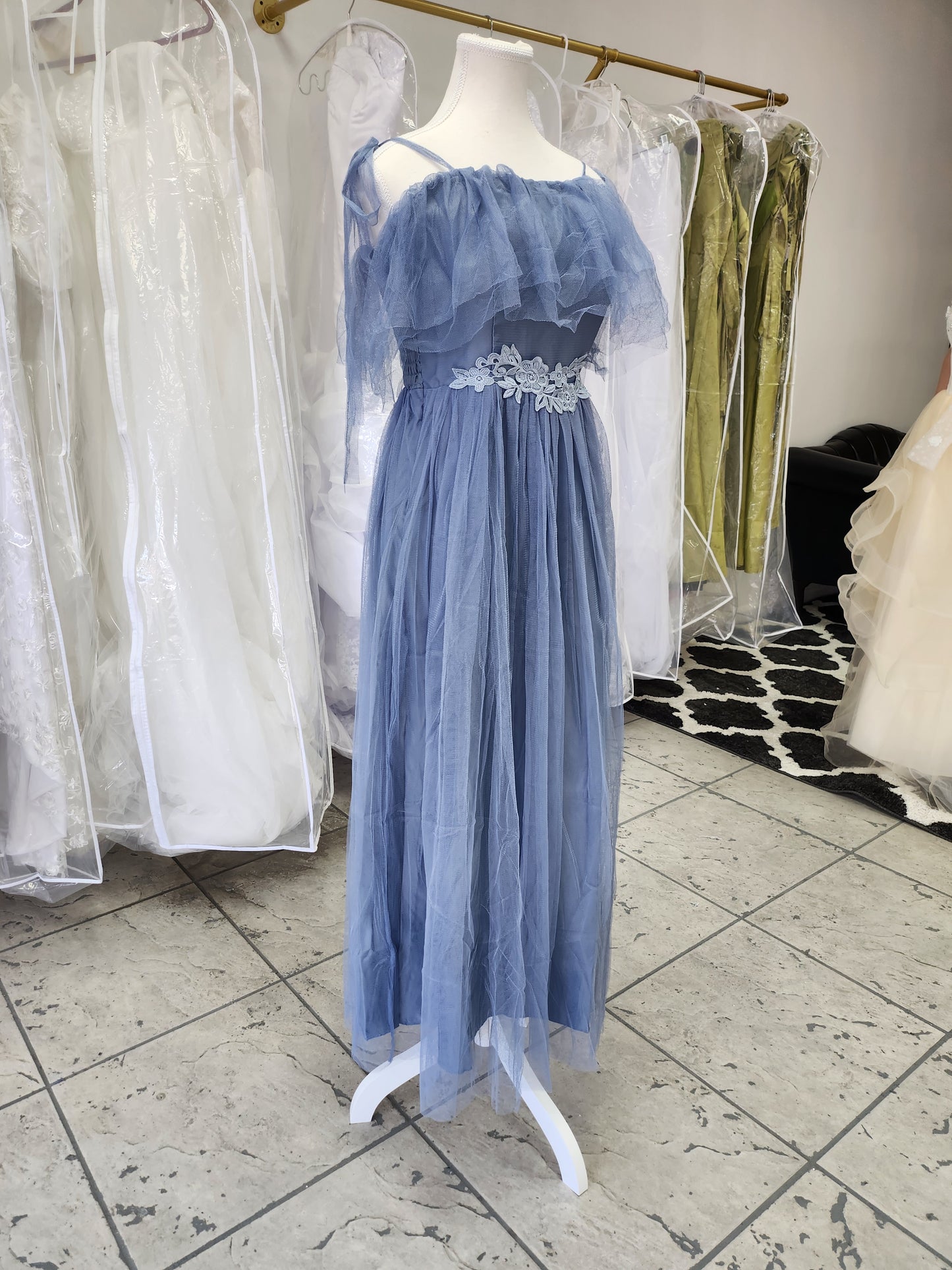 Flowy Ice Blue Bridesmaids Dress
