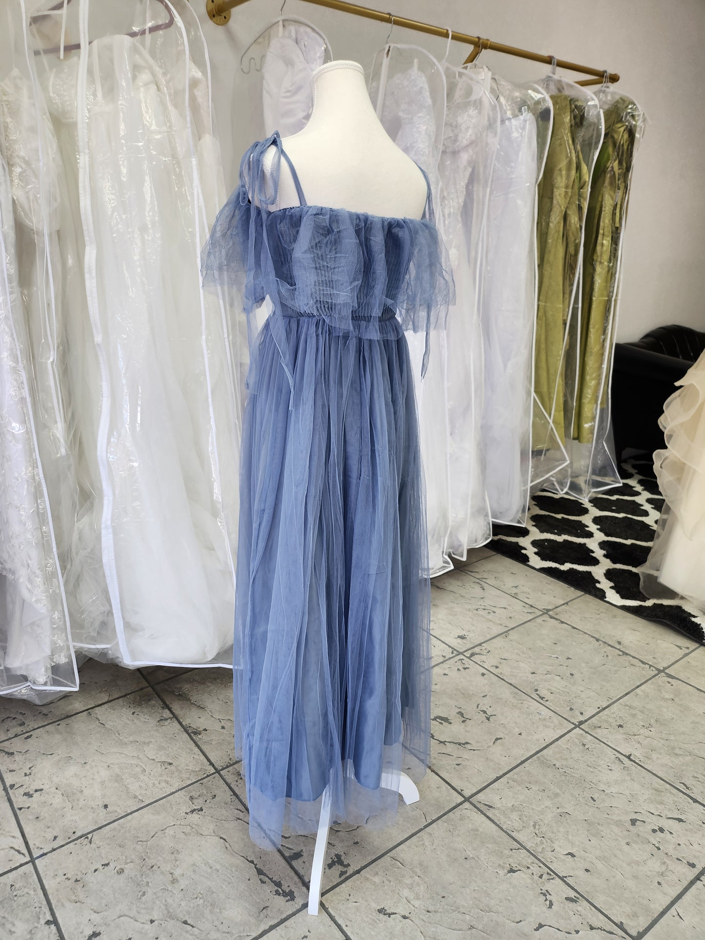 Flowy Ice Blue Bridesmaids Dress