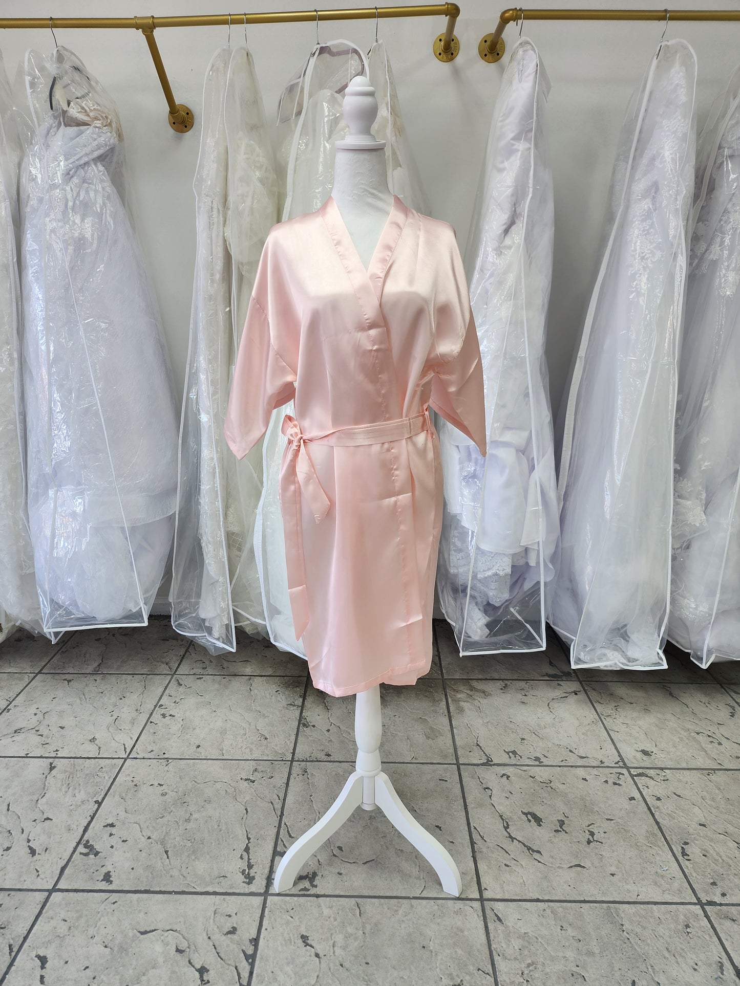 Embroidered Pink Satin Bride Kimono