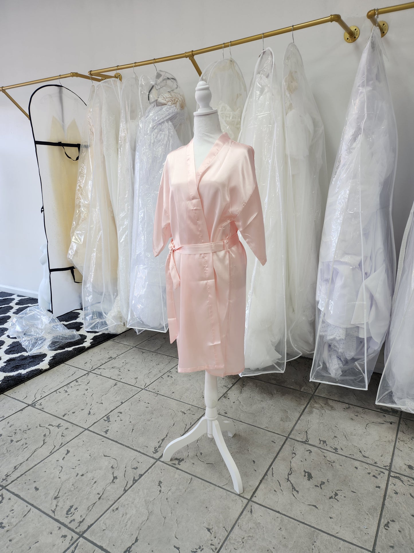 Embroidered Pink Satin Bride Kimono