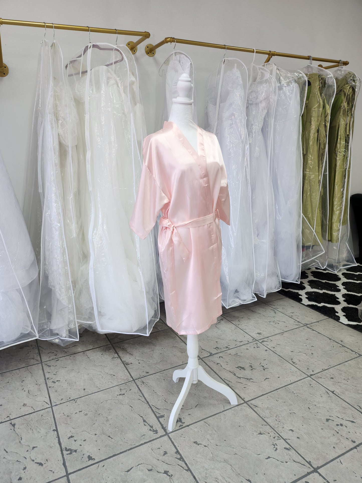 Embroidered Pink Satin Bride Kimono