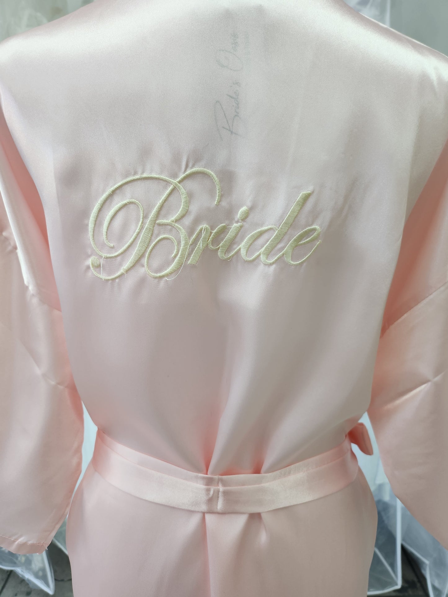 Embroidered Pink Satin Bride Kimono