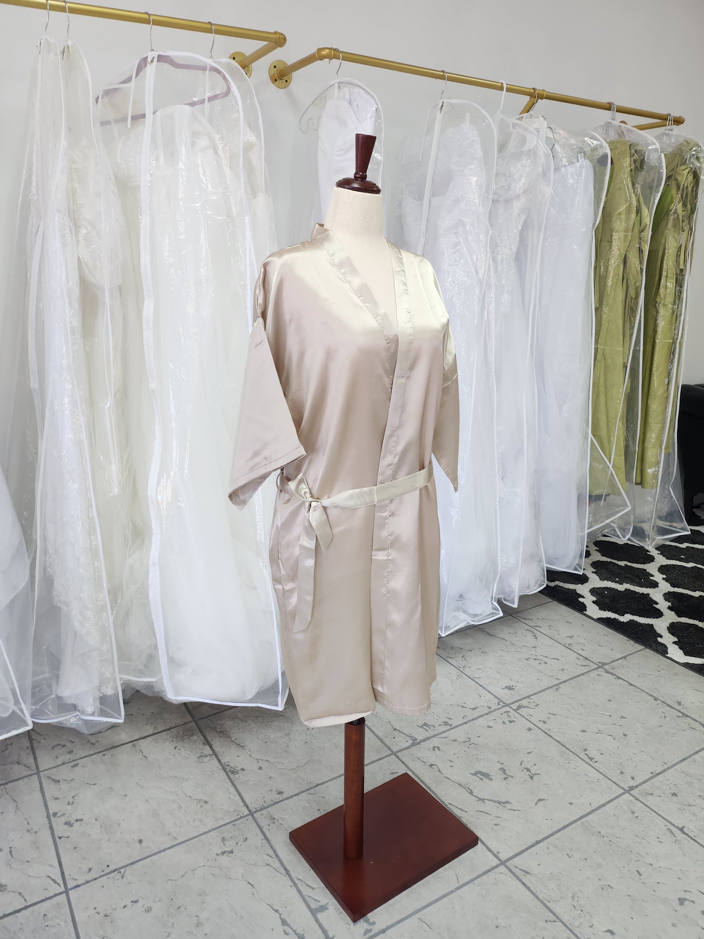 Champagne-gold Satin Bridesmaid Kimono