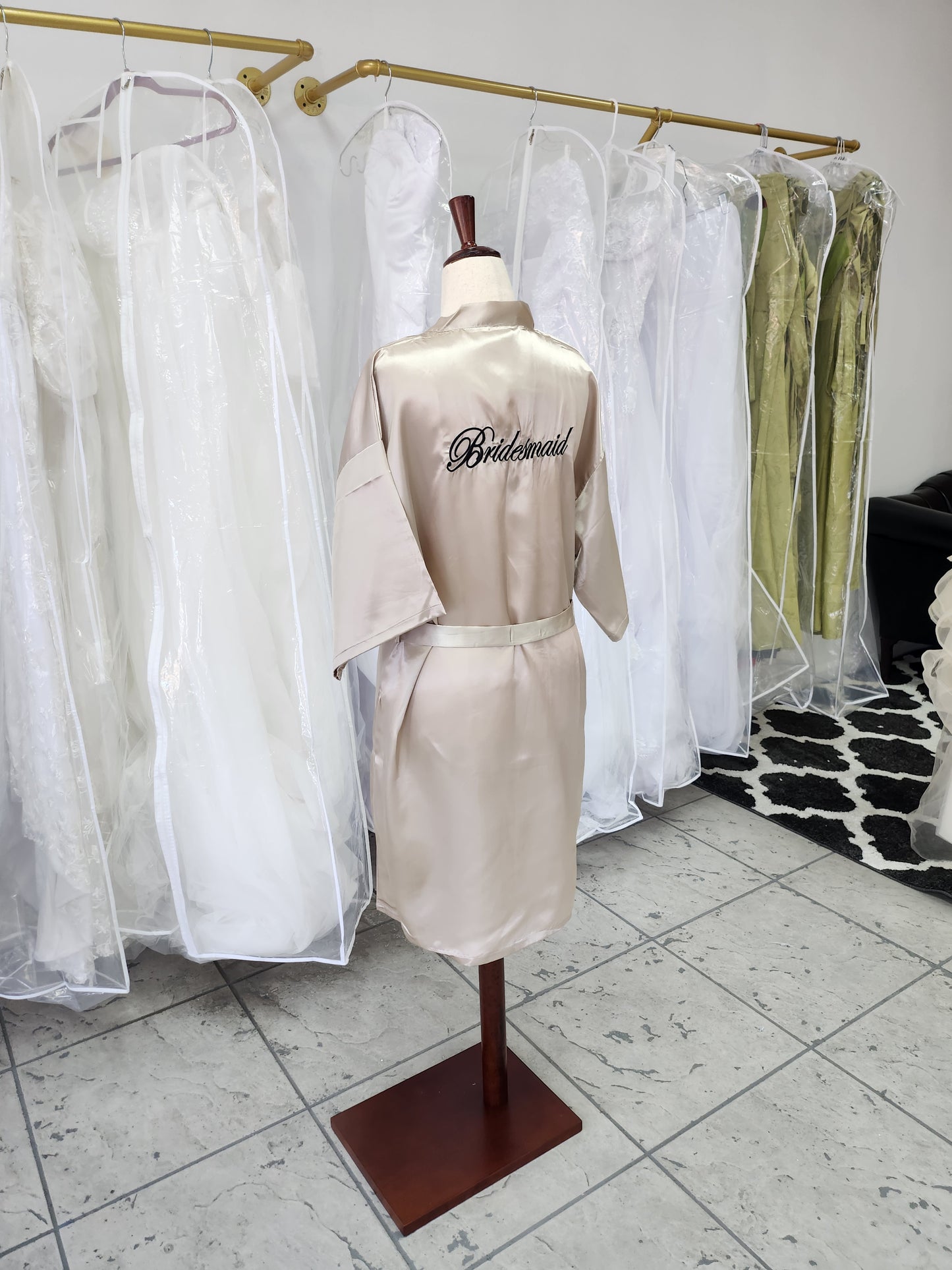 Champagne-gold Satin Bridesmaid Kimono
