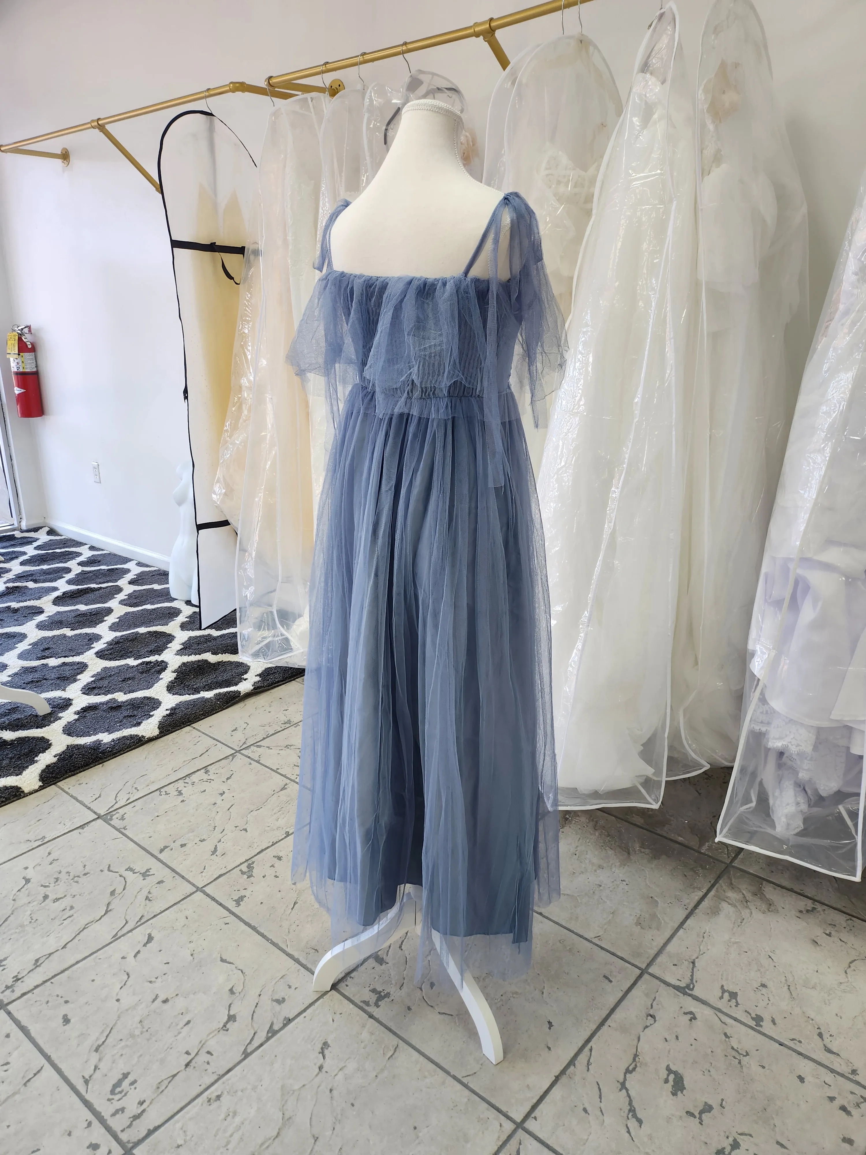 Flowy Ice Blue Bridesmaids Dress photo 5