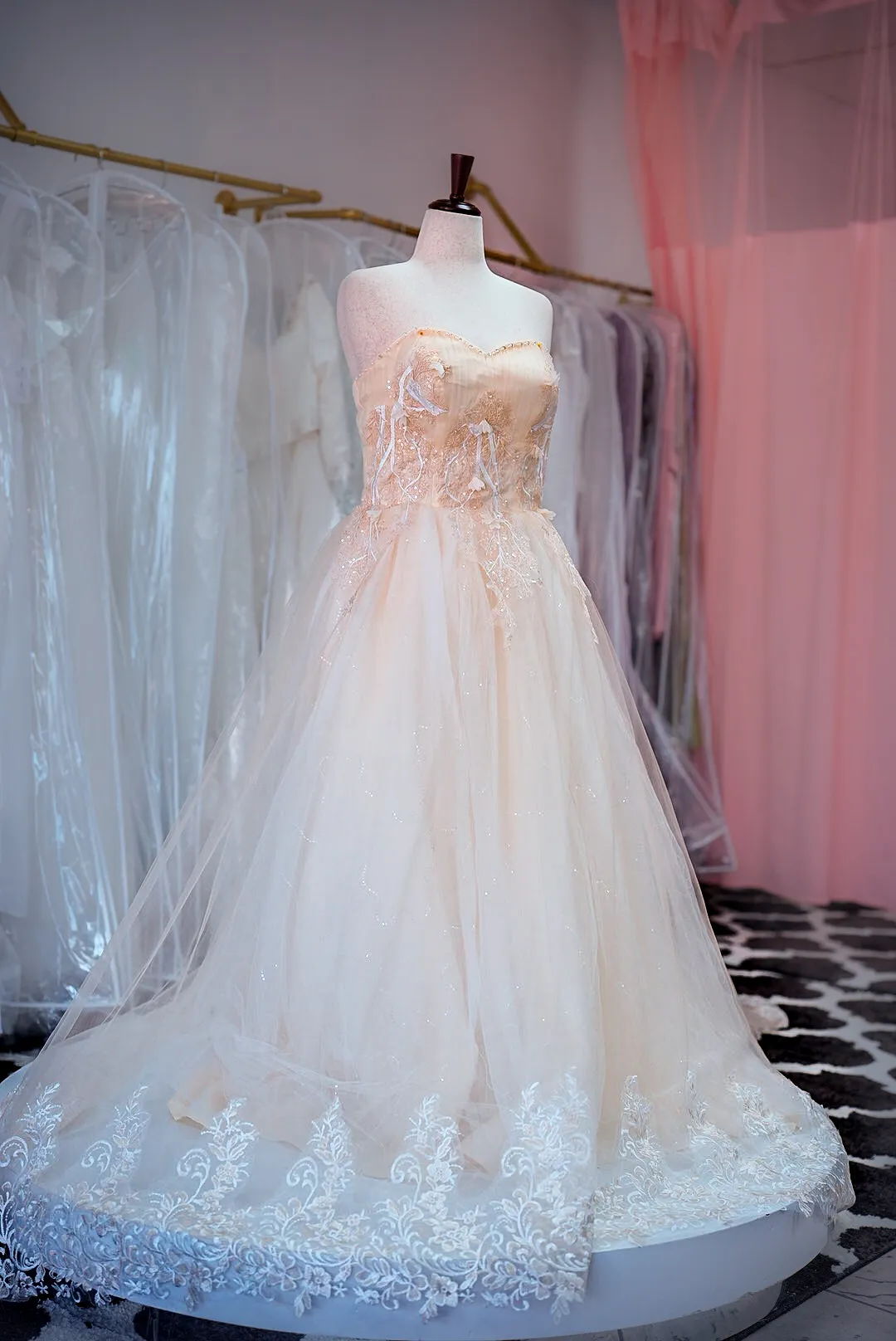 Champagne beaded wedding gown