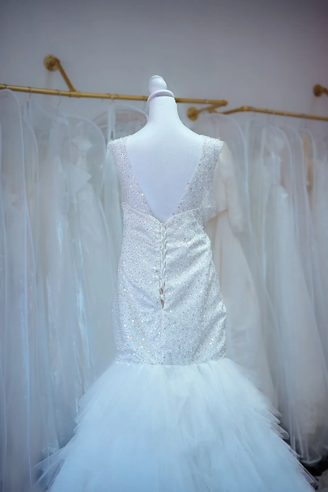 White sequin mermaid dress photo 6