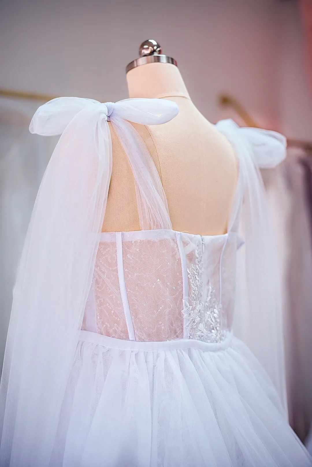 White beaded mermaid gown photo 4