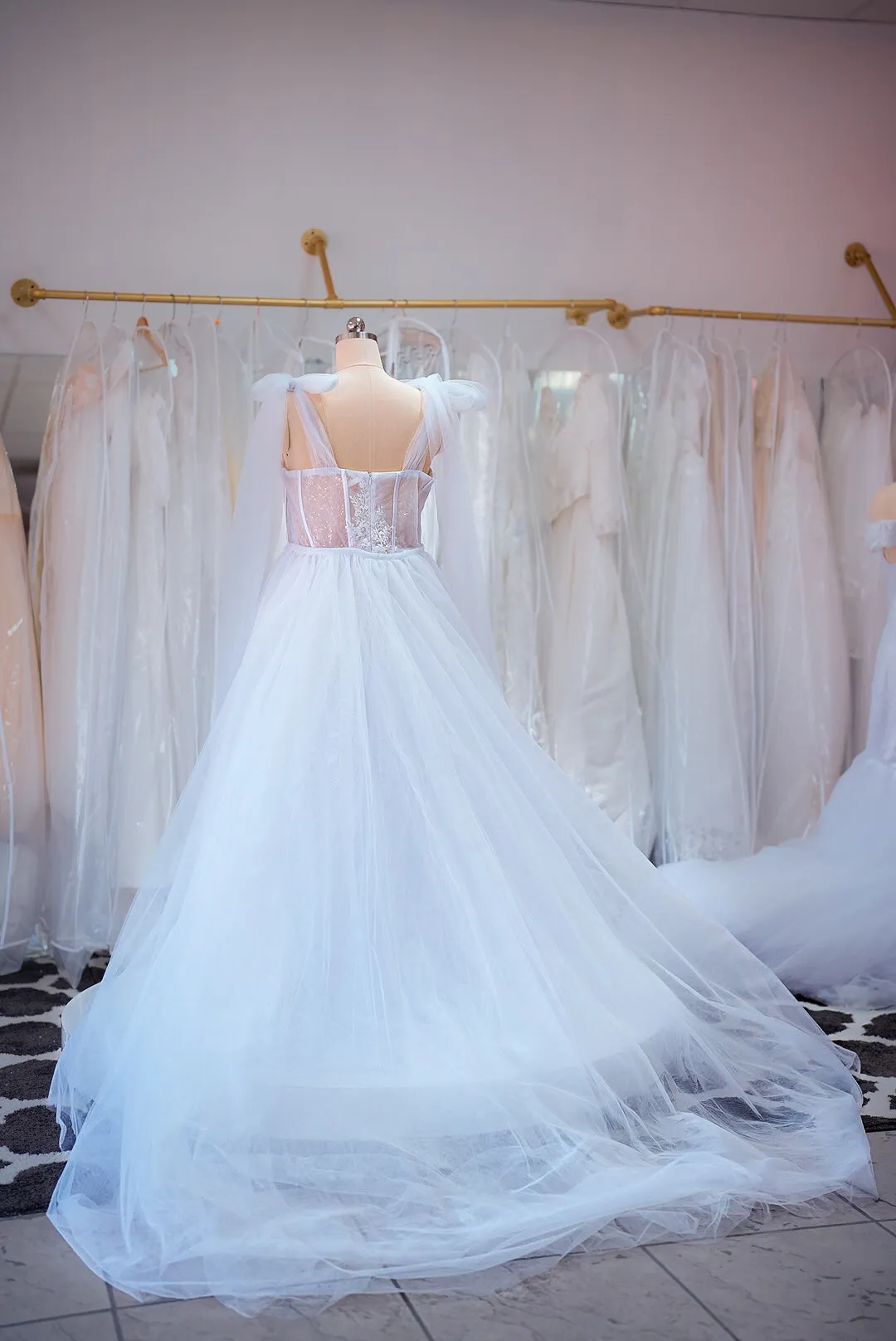 White beaded mermaid gown photo 5