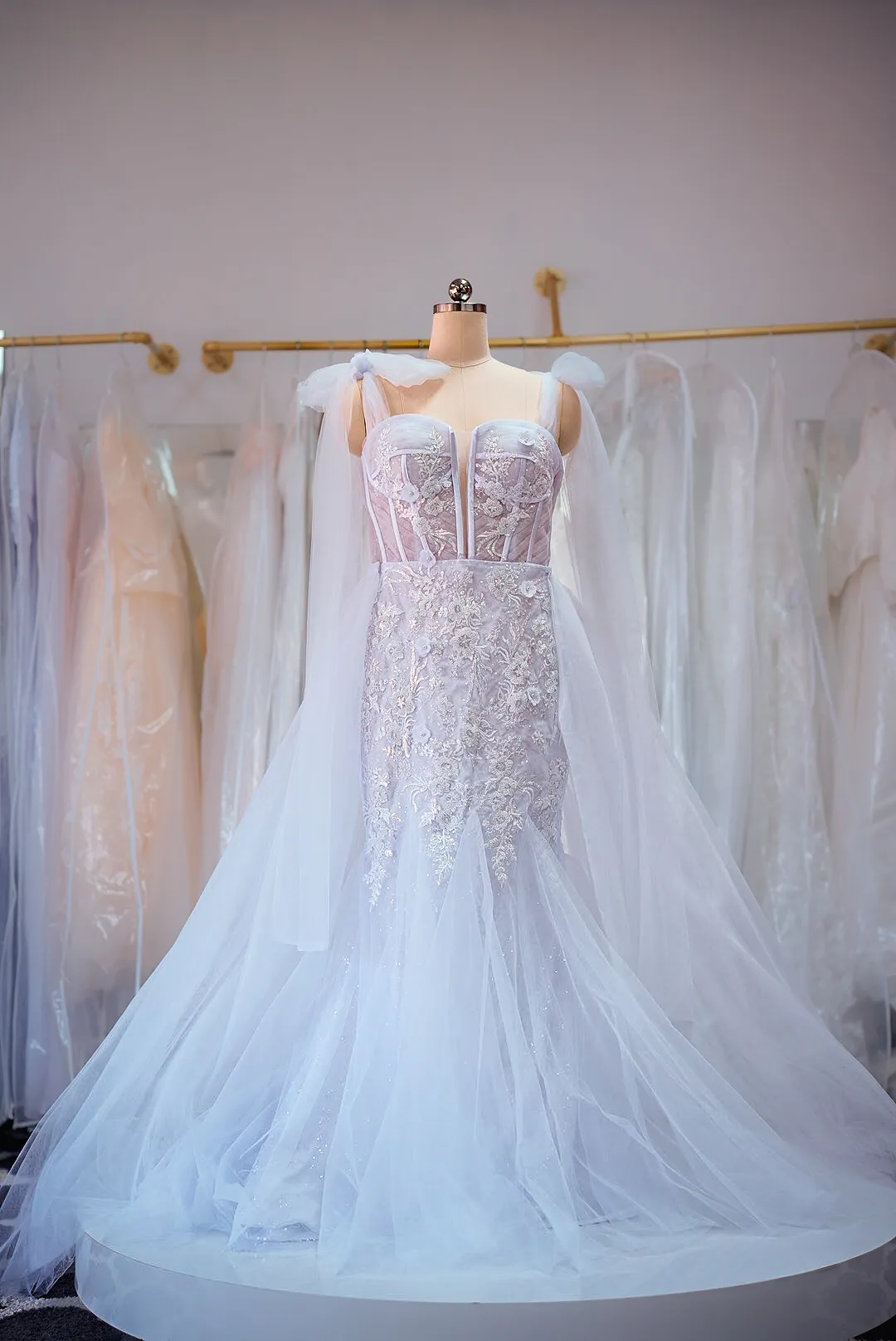 White beaded mermaid gown photo 6