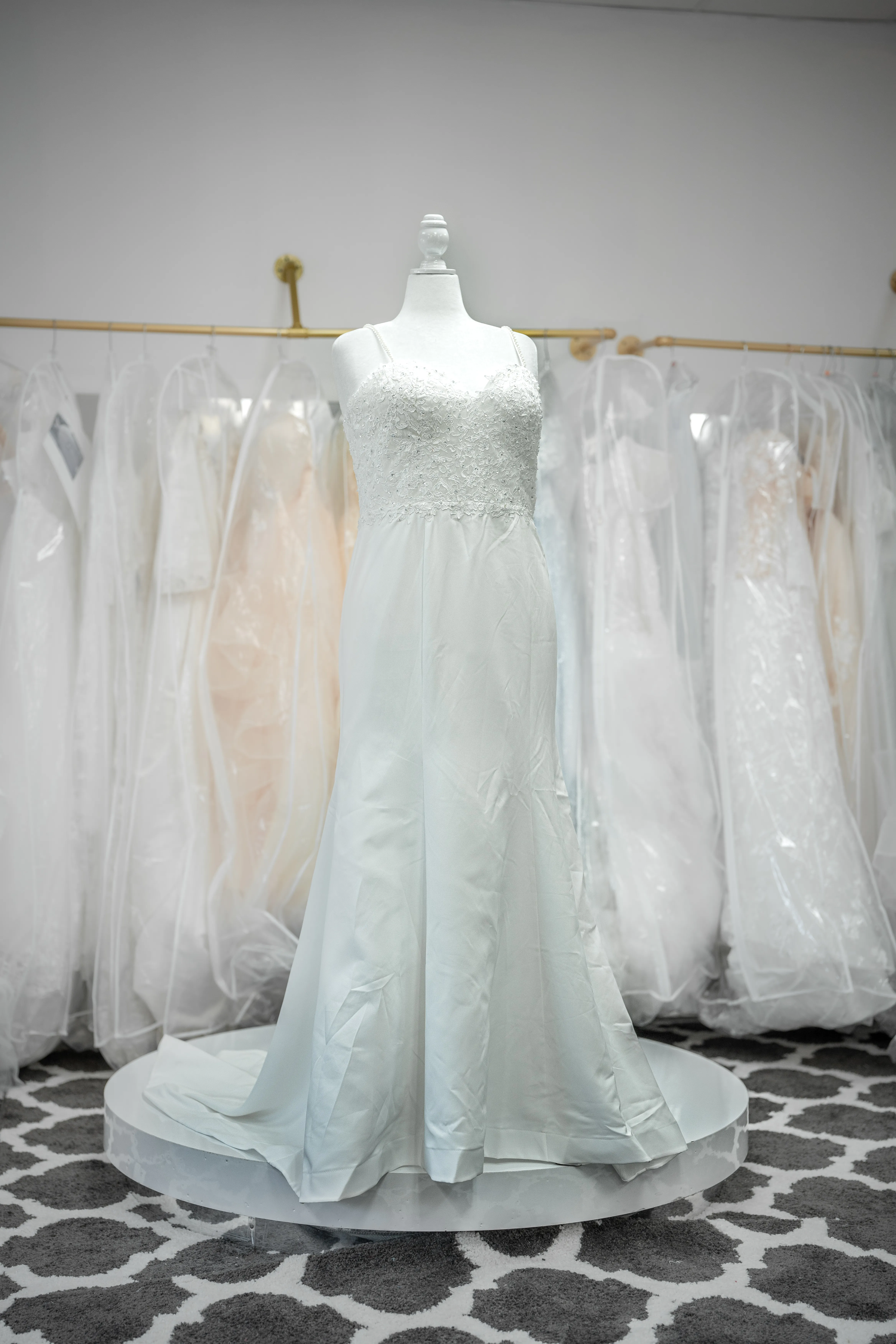 White beaded lace mermaid wedding dress