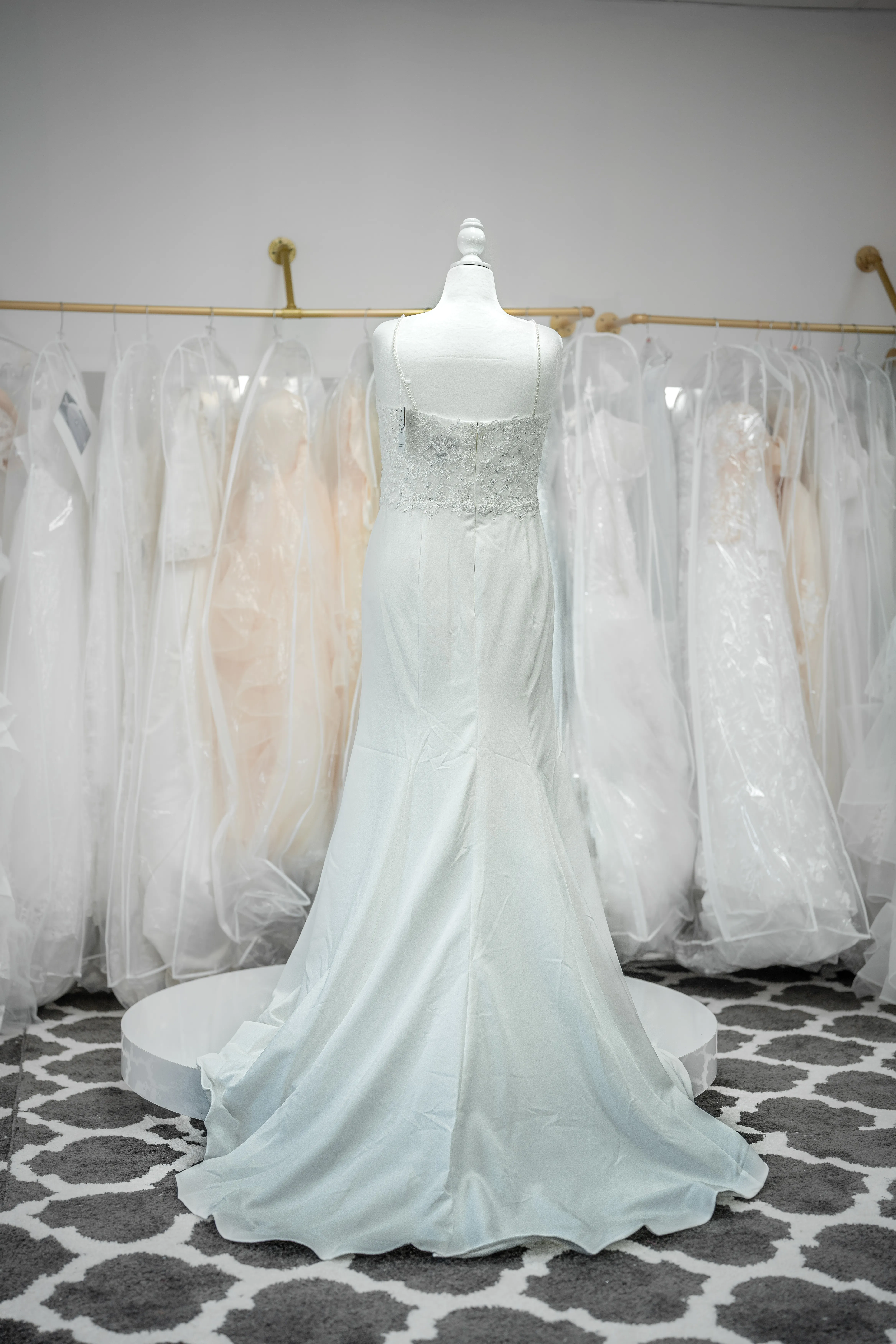 White beaded lace mermaid wedding dress photo 2