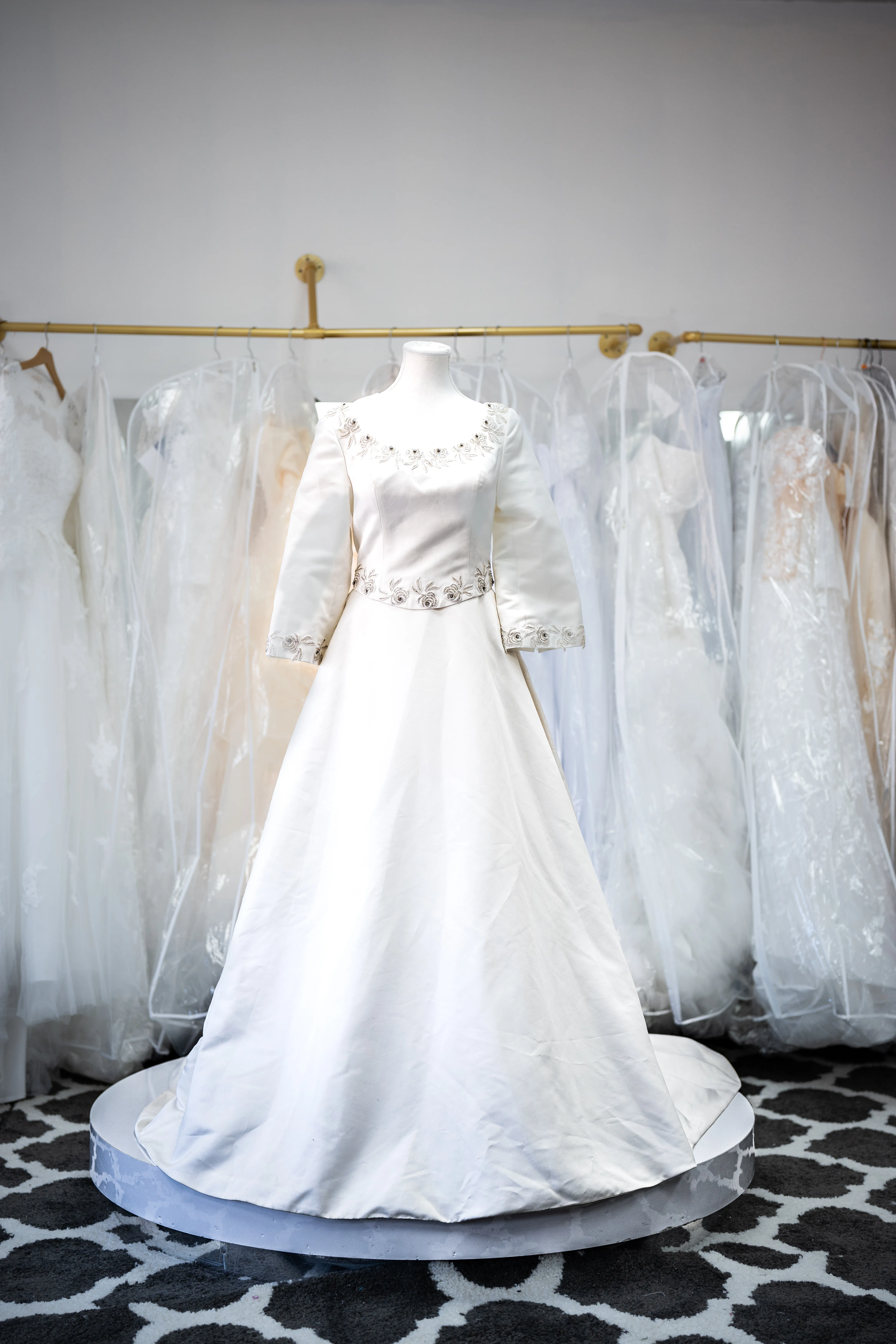 Ivory beaded two-piece wedding dress