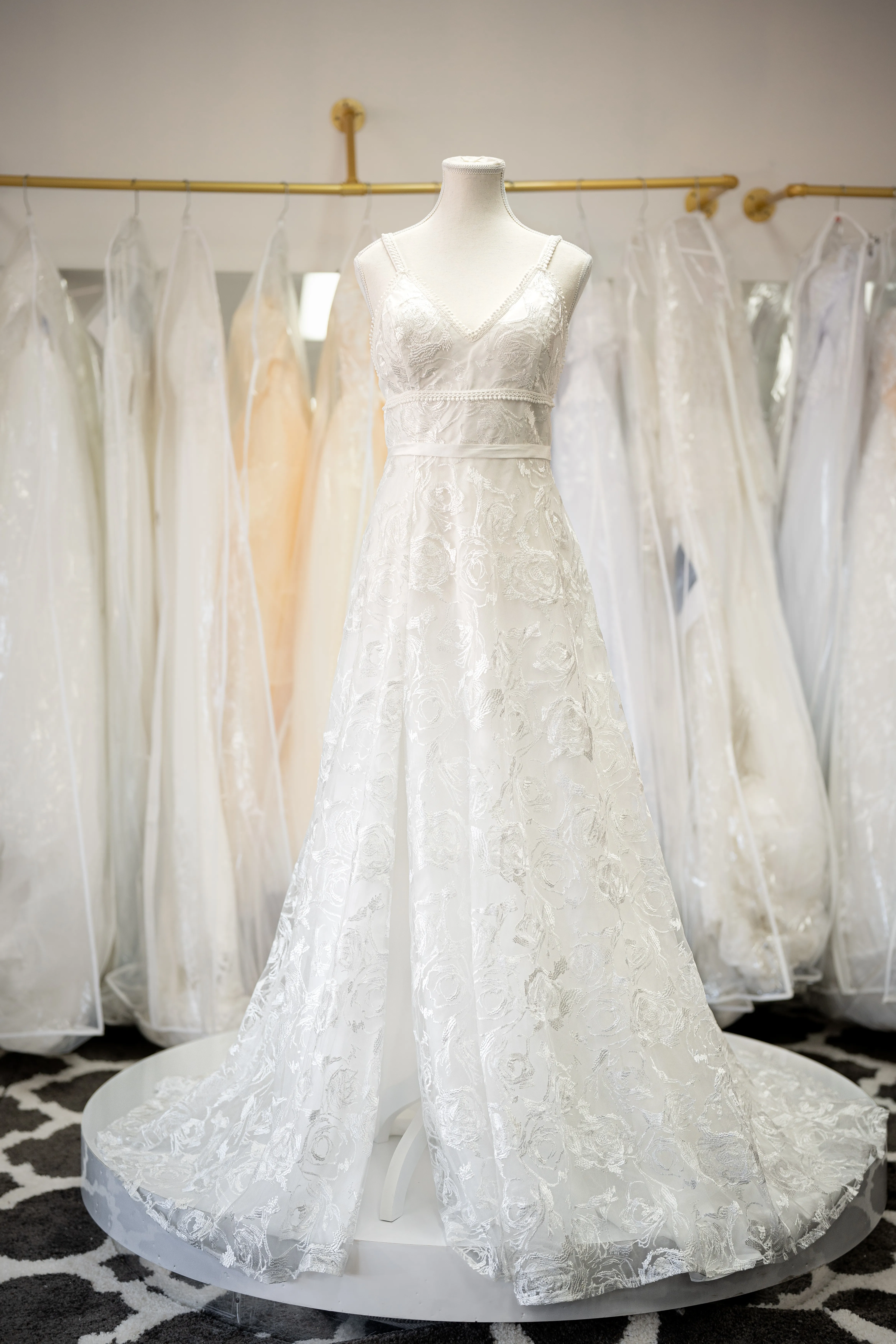 White rose lace wedding dress