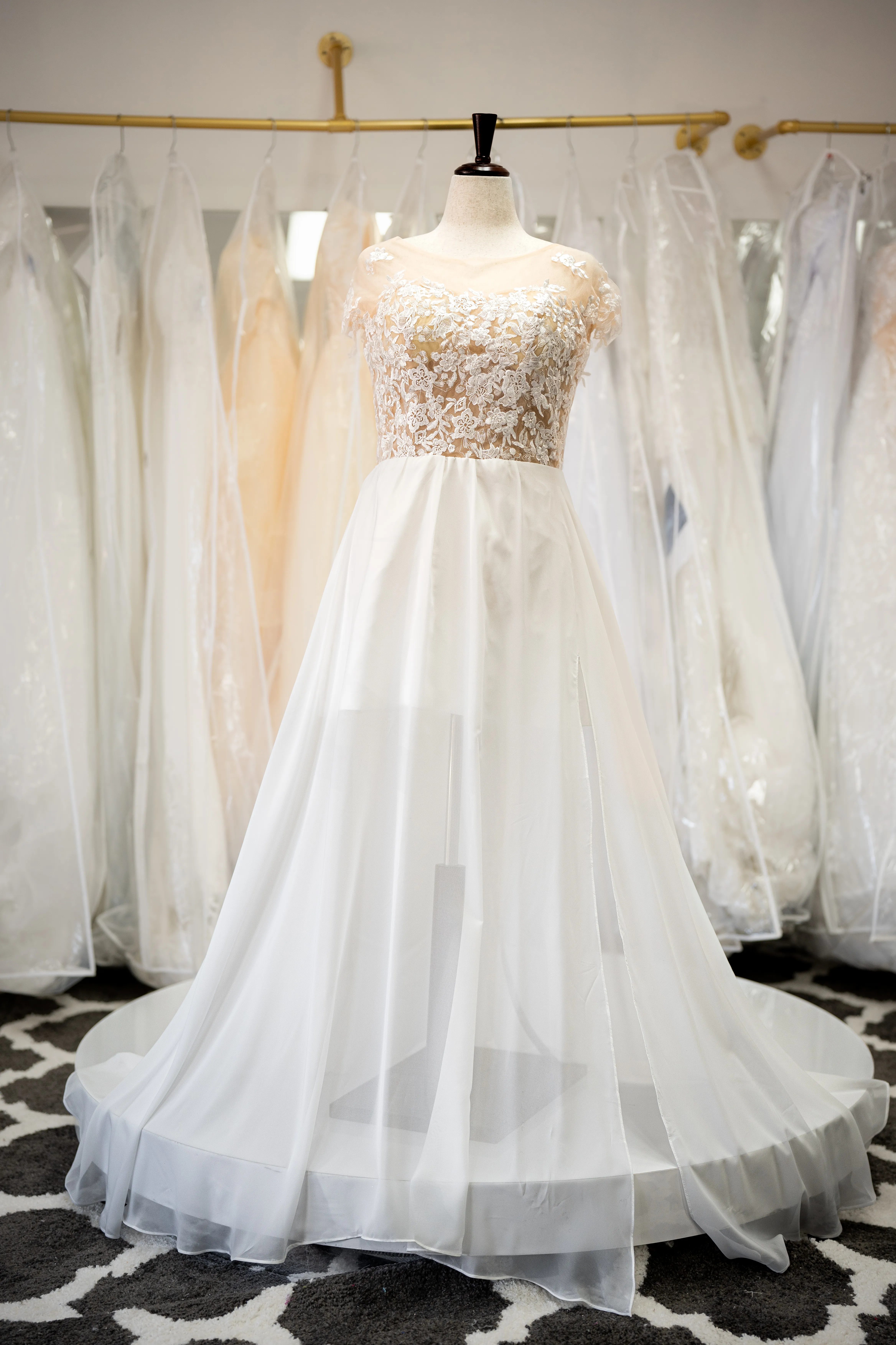 Ivory lace A-line dress