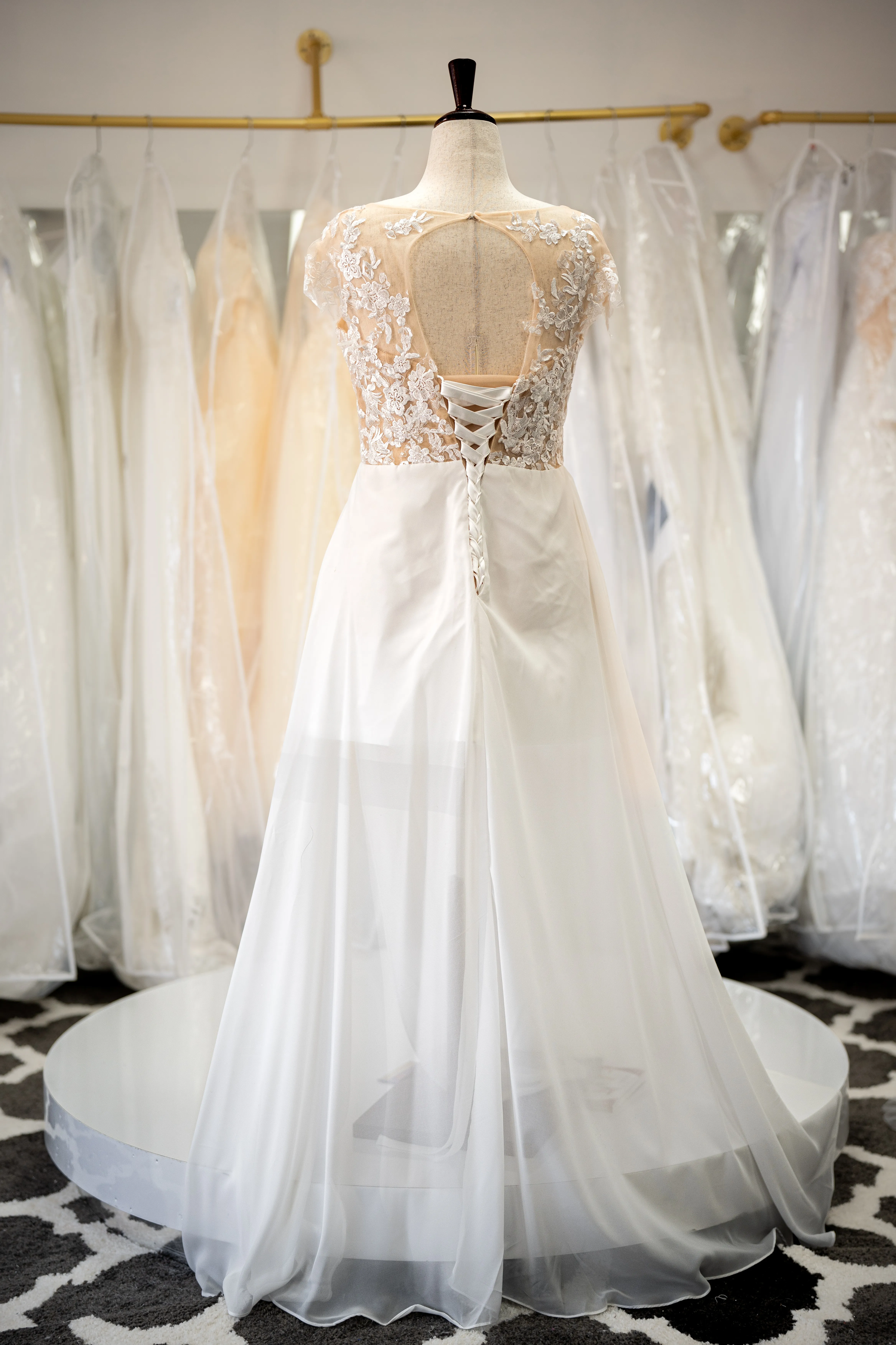 Ivory lace A-line dress photo 2