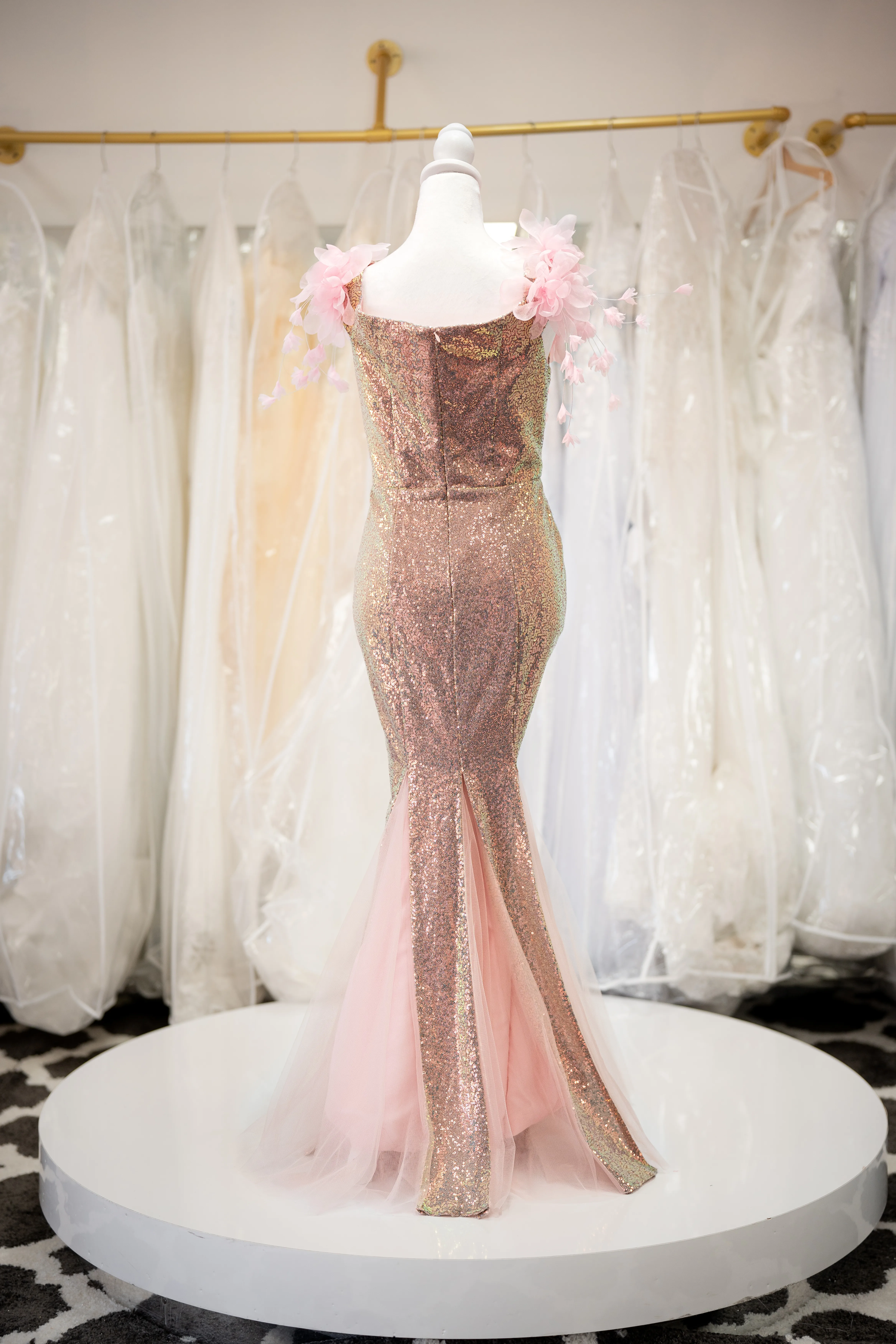 Rose gold sequin mermaid dress photo 2