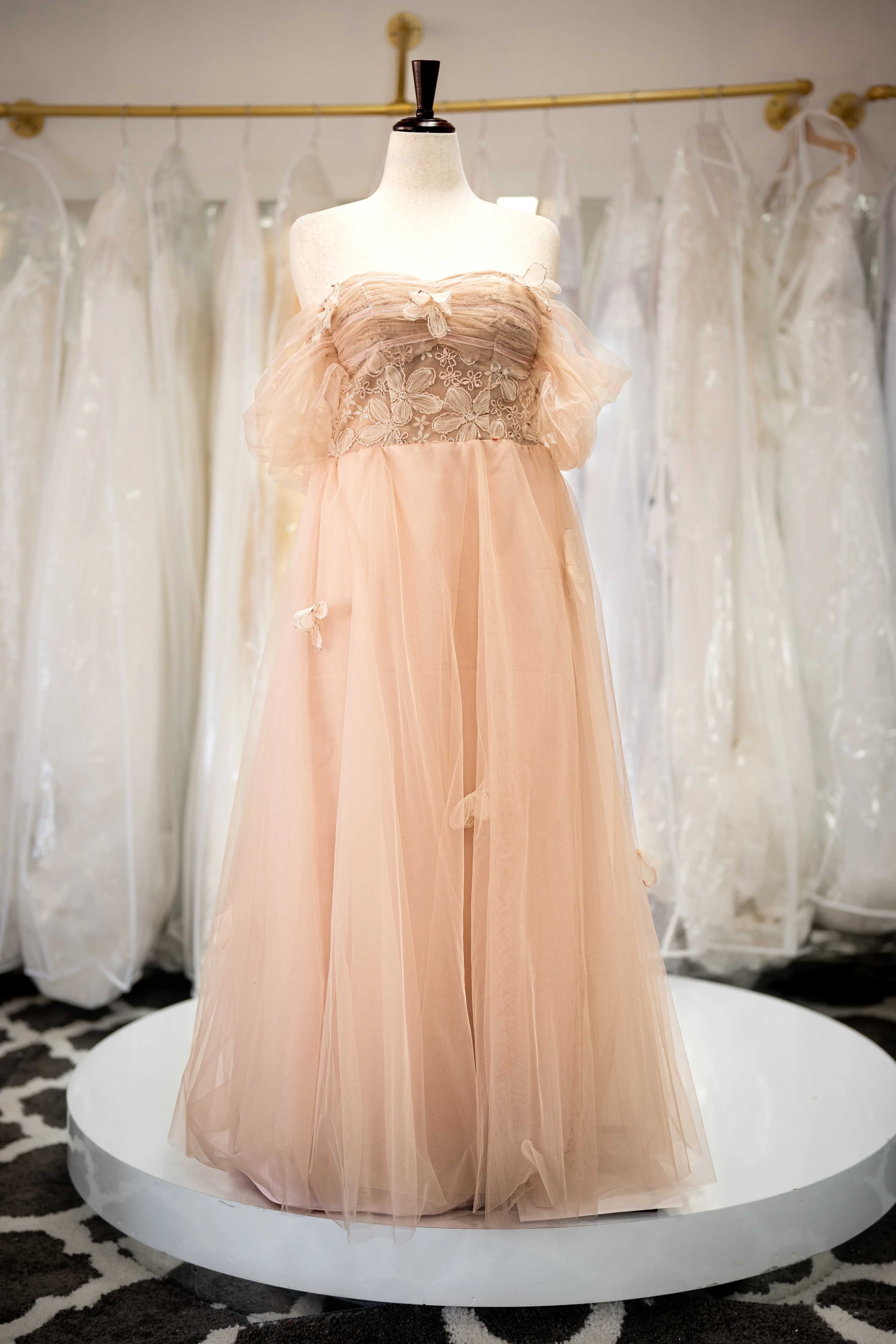 Blush floral lace gown