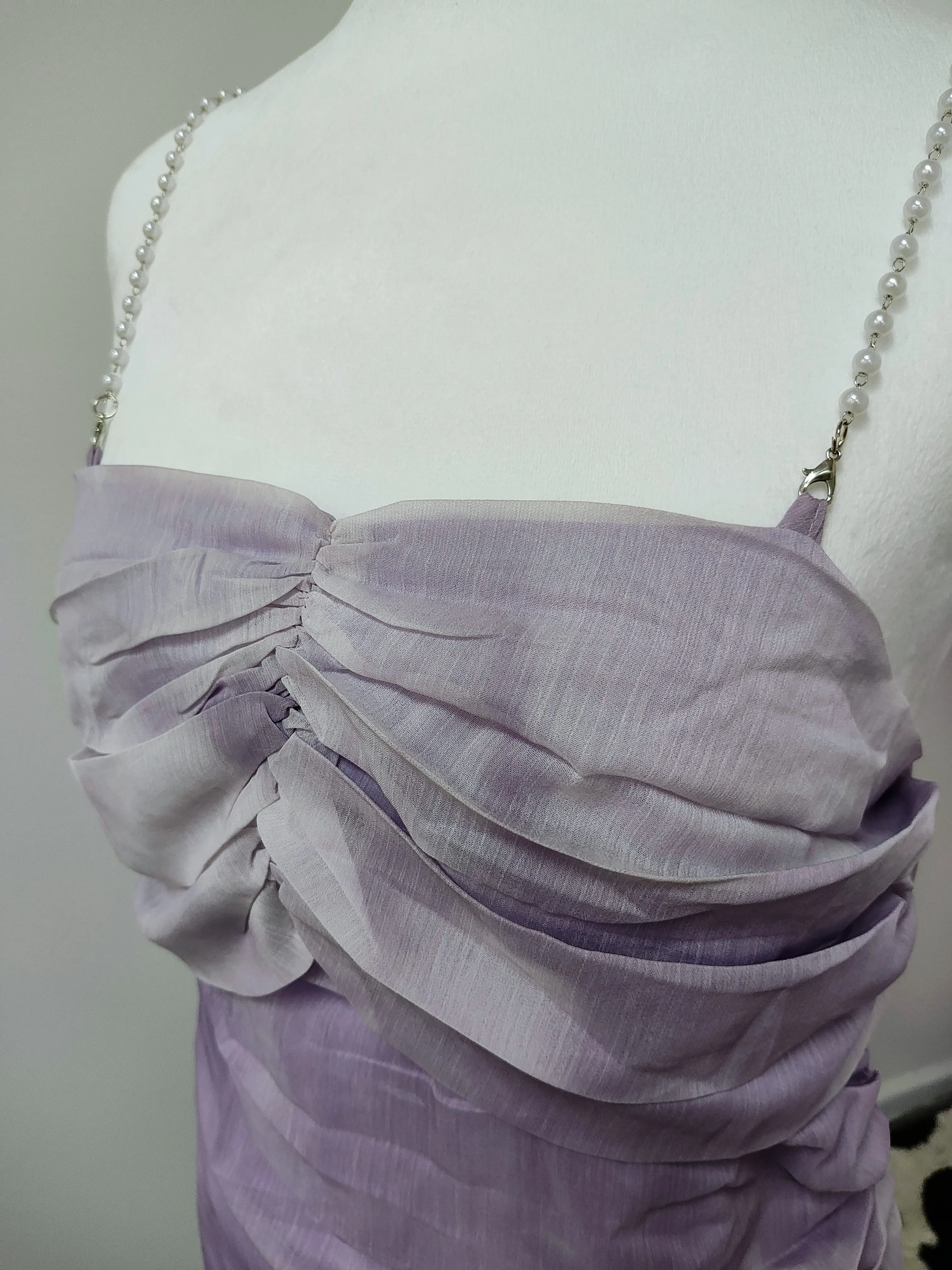 Lilac pearl prom dress photo 3
