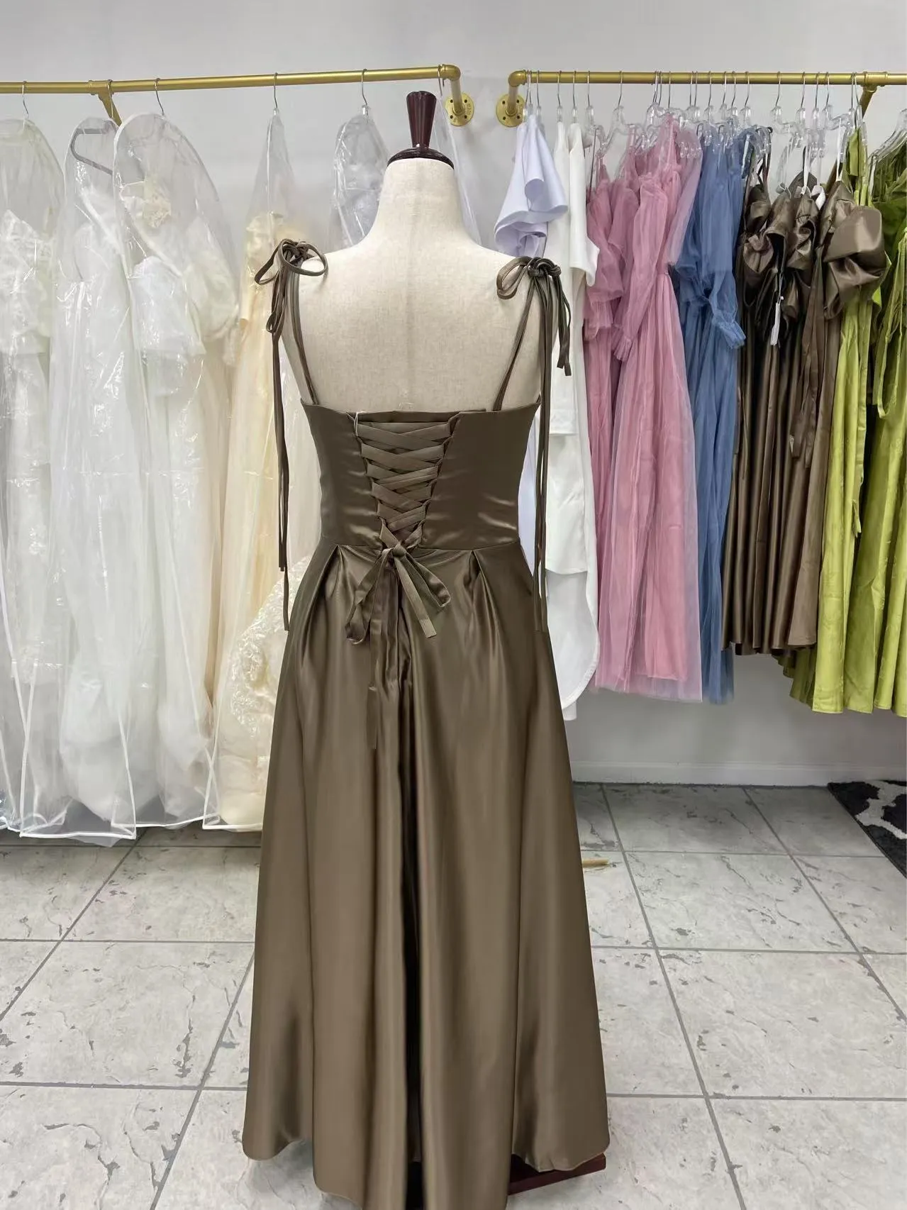 Latte Corset Bridesmaids Dress photo 5