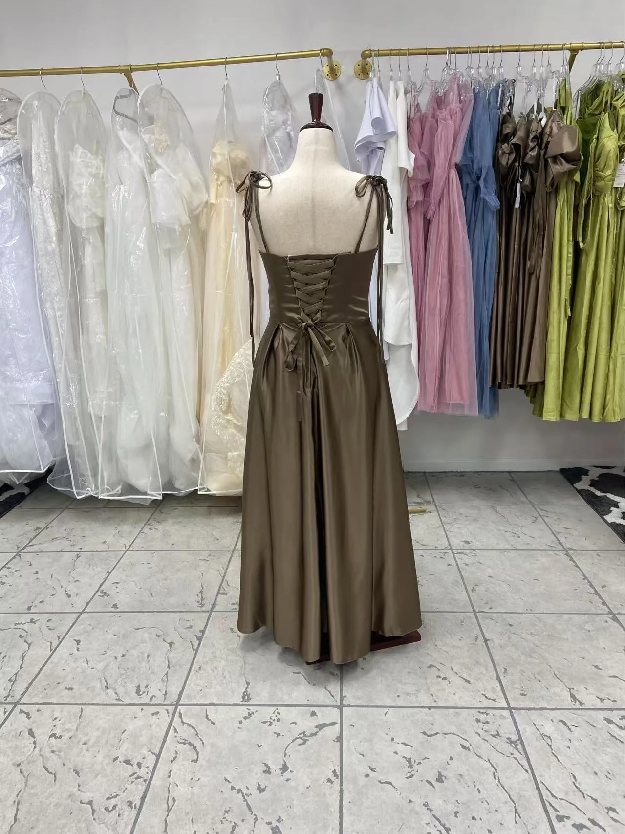 Latte Corset Bridesmaids Dress photo 6